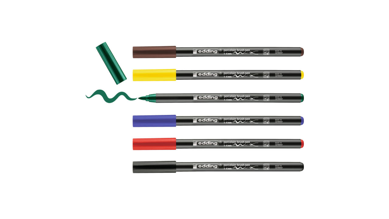 Brushpen edding 4200 porselein assorti etui à 6 stuks