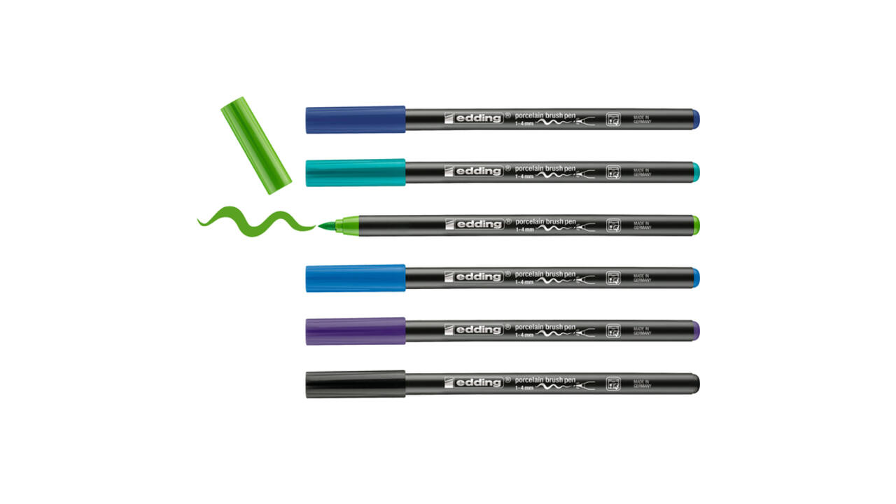 Brushpen edding 4200 porselein koele kleuren etui à 6 stuks
