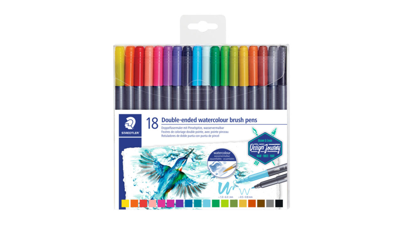 Brushpen Staedtler 3001 Marsgraphic duo 0.5-6mm blister à 18st ass