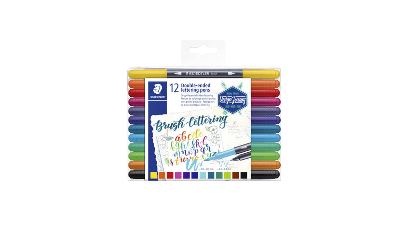 Brushpen Staedtler 3004 lettering duo 0.5-6mm  blister à 12st ass