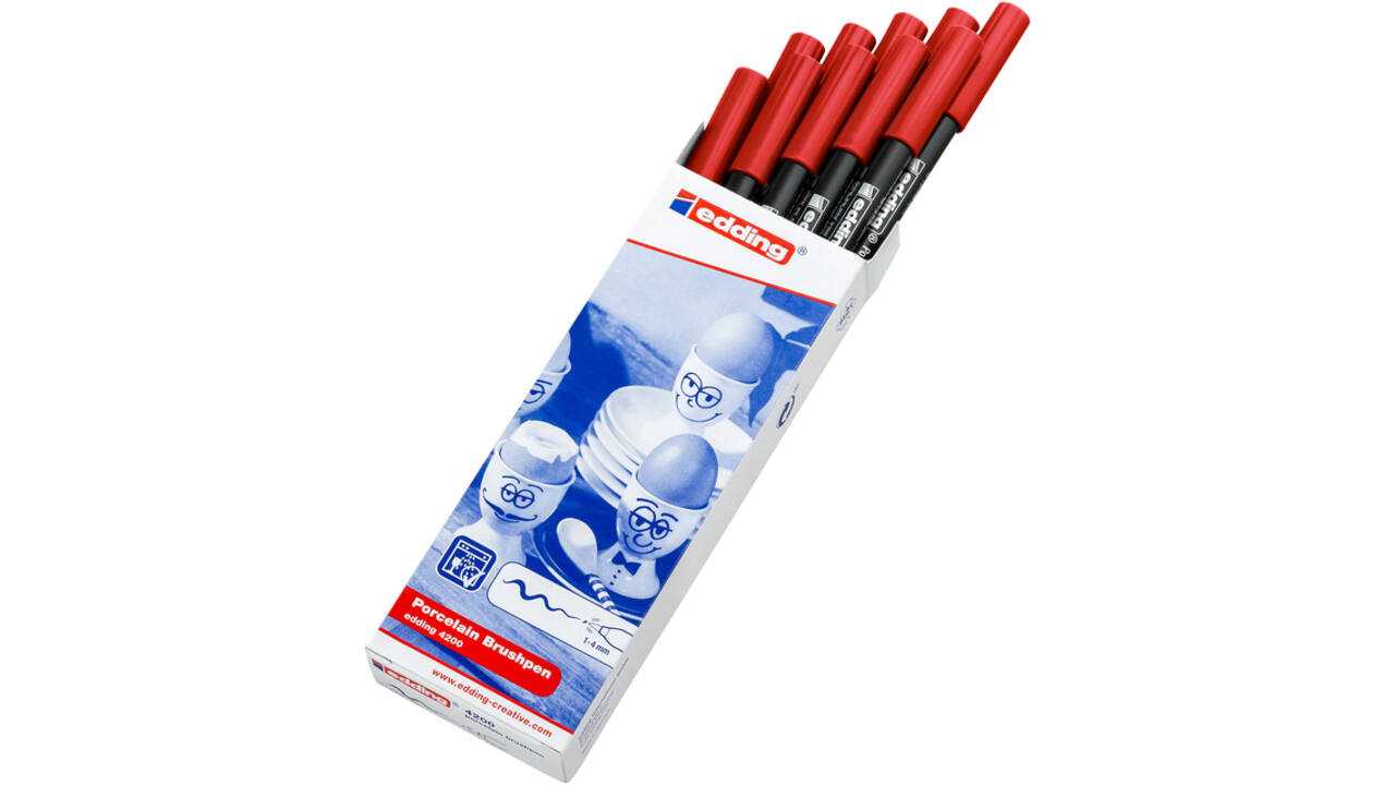 Brushpen edding 4200 porselein rood