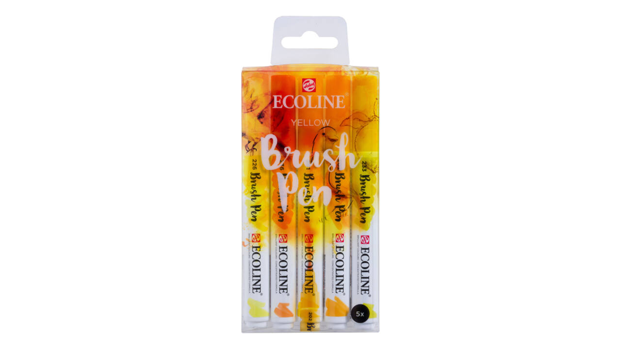 Brushpen Talens Ecoline set à 5 stuks geel