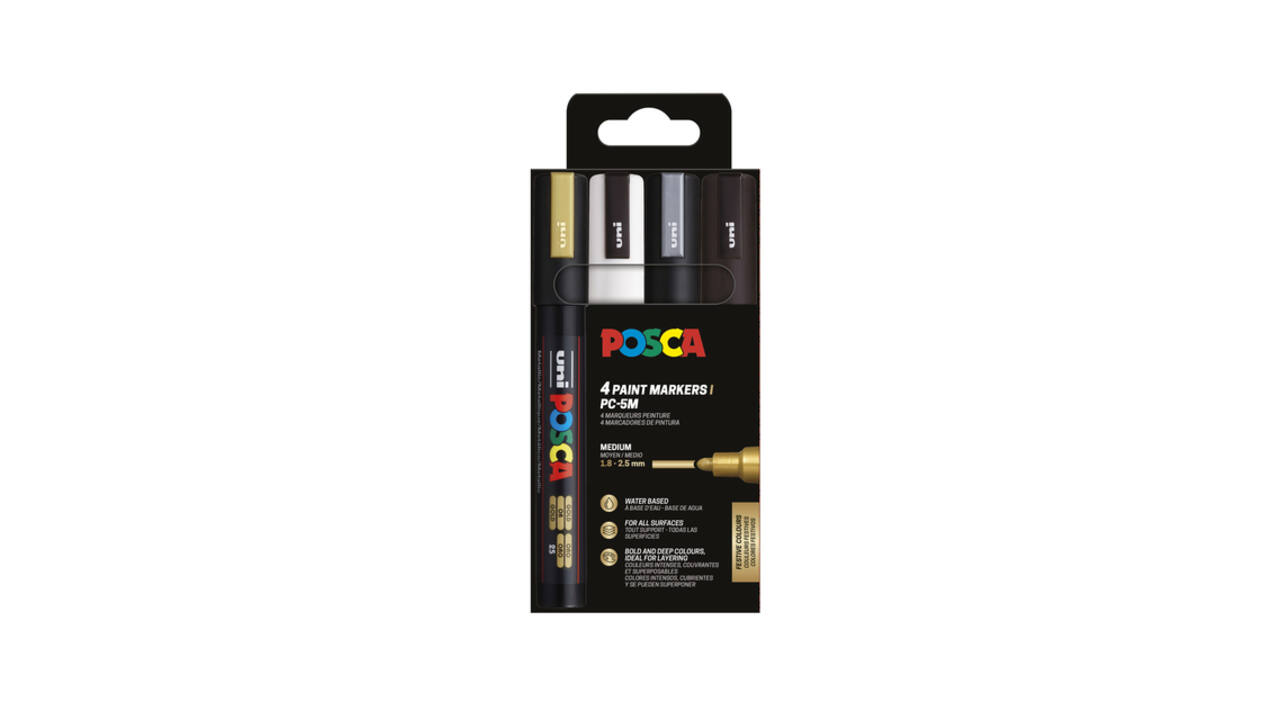 Paintmarker Uni POSCA PC5M medium assorti set à 4 stuks
