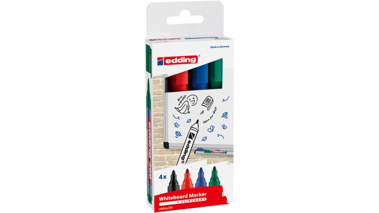 Whiteboardmarker edding 360 rond 1.5-3mm assorti 4 stuks