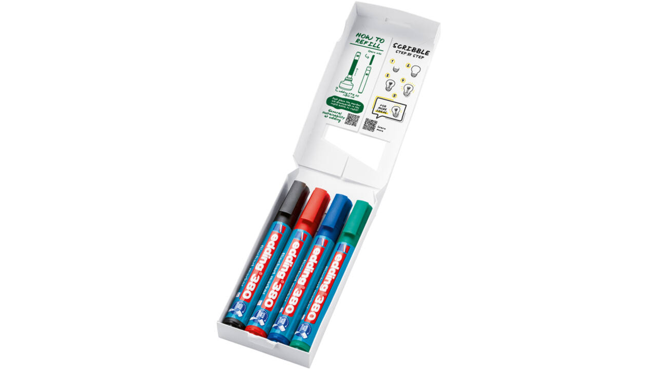 Viltstift edding 380 flipover rond 1.5-3mm assorti set à 4 stuks