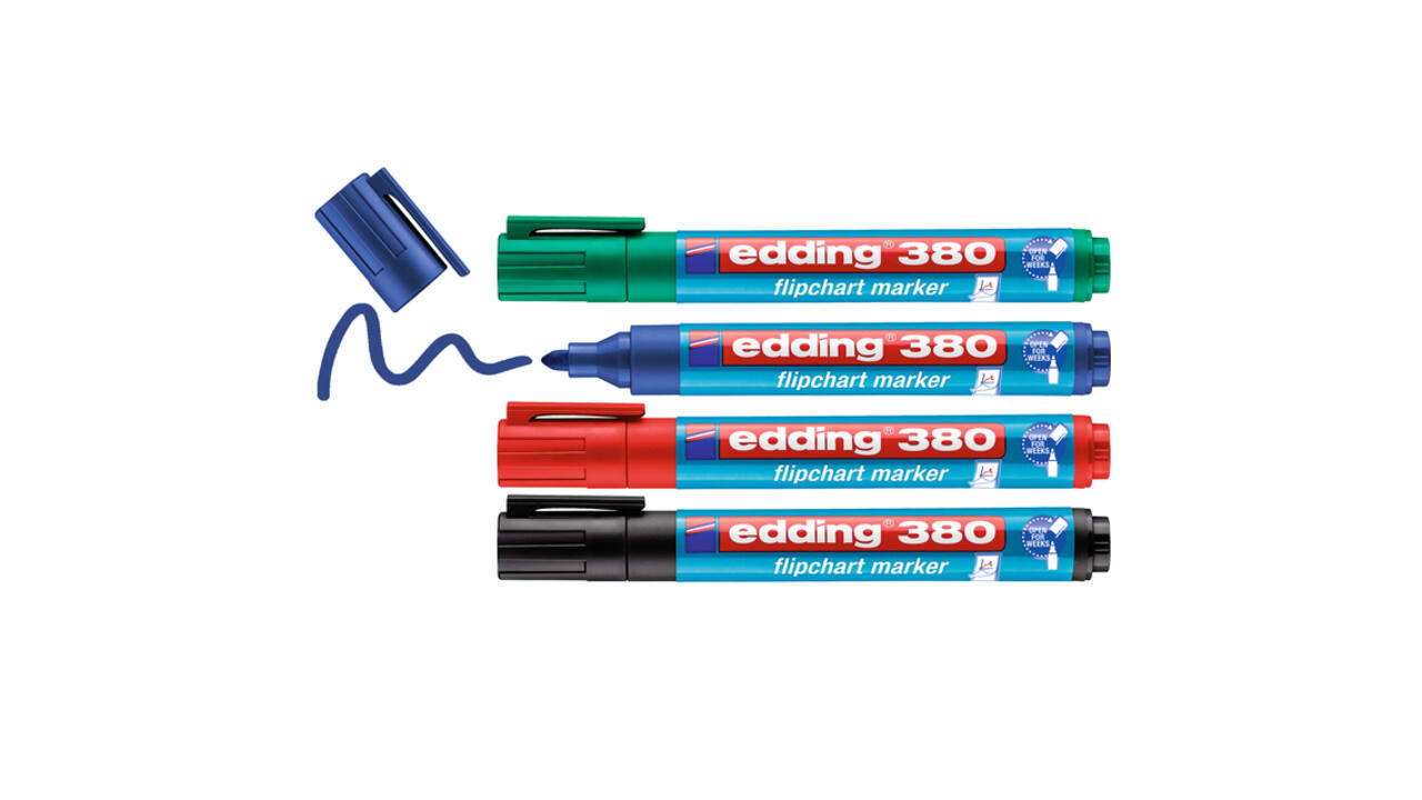 Viltstift edding 380 flipover rond 1.5-3mm assorti set à 4 stuks