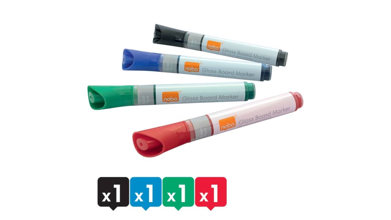 Viltstift Nobo glasbord assorti 4 stuks