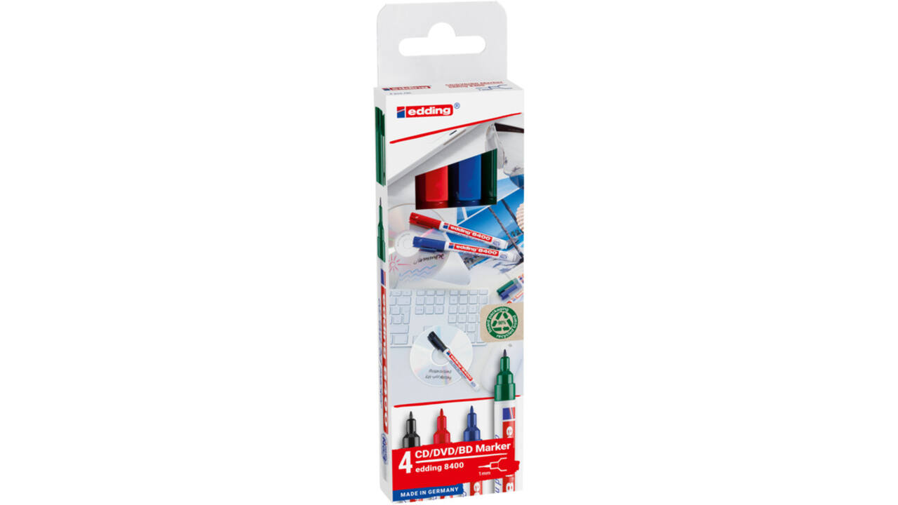 Cd marker edding 8400 rond 0.5-1.0mm assorti 4 stuks