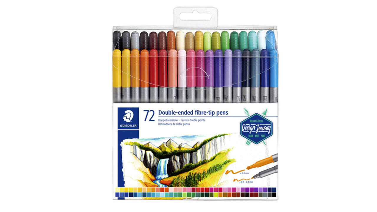 Kleurstift Staedtler 3200 dubbele punt fijn en ultrafijn etui à 72 ass