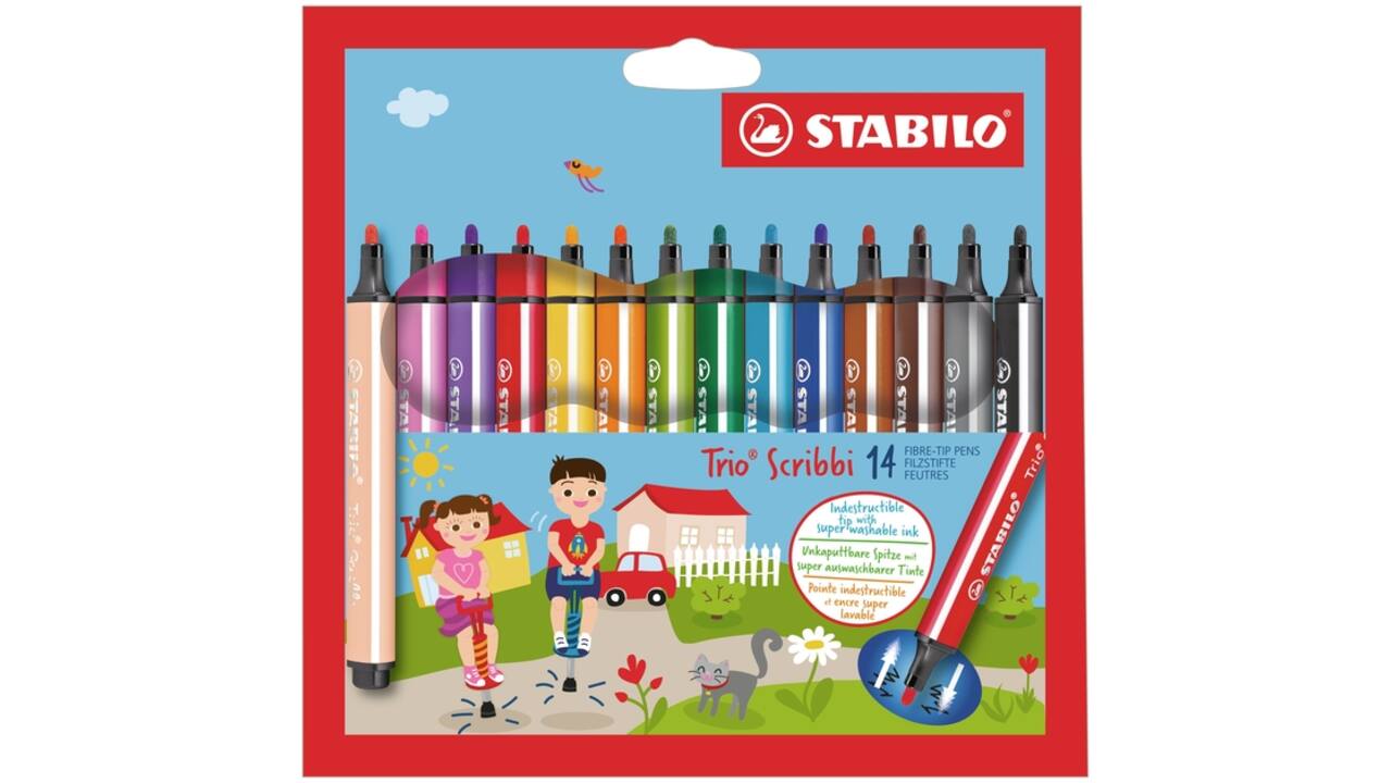 Viltstift STABILO Trio Scribbi 368/14 assorti etui à 14 stuks