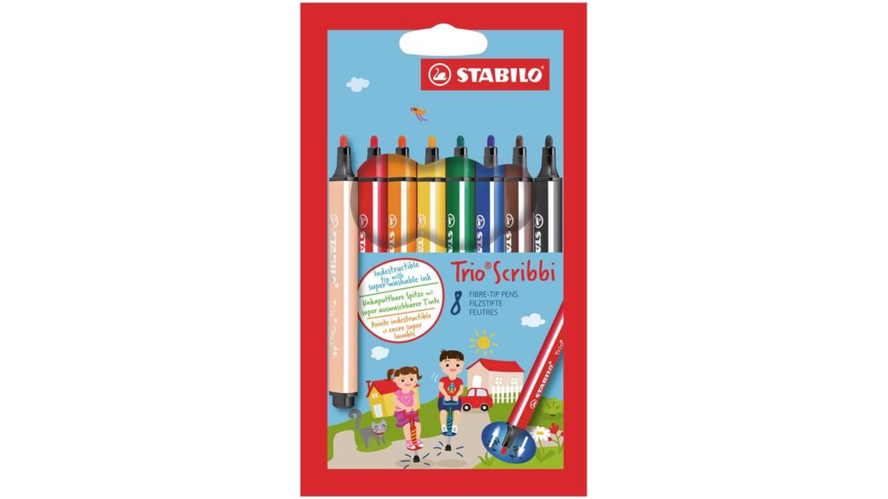 Viltstift STABILO Trio Scribbi 368/8 assorti etui à 8 stuks