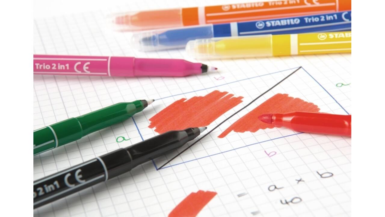 Viltstift STABILO Trio 2 in 1 assorti etui à 10 stuks