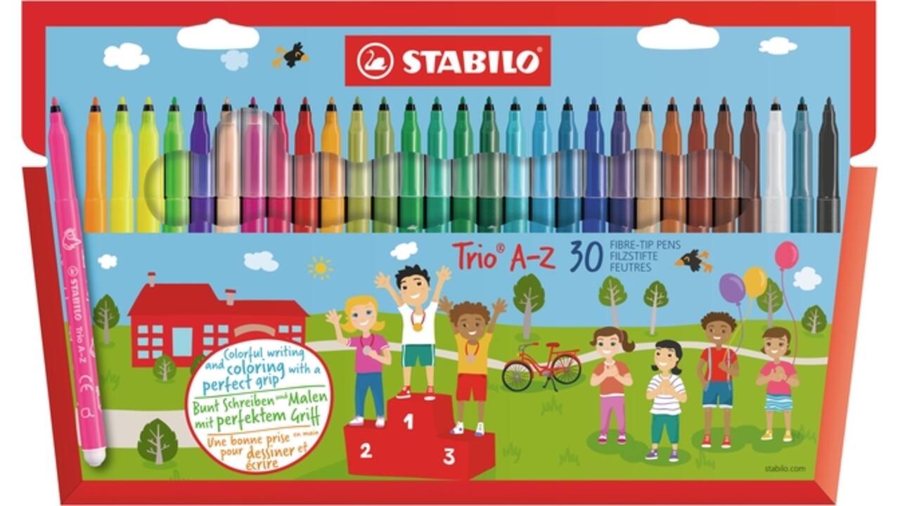 Viltstift STABILO Trio A-Z 378/30 assorti etui à 30 stuks
