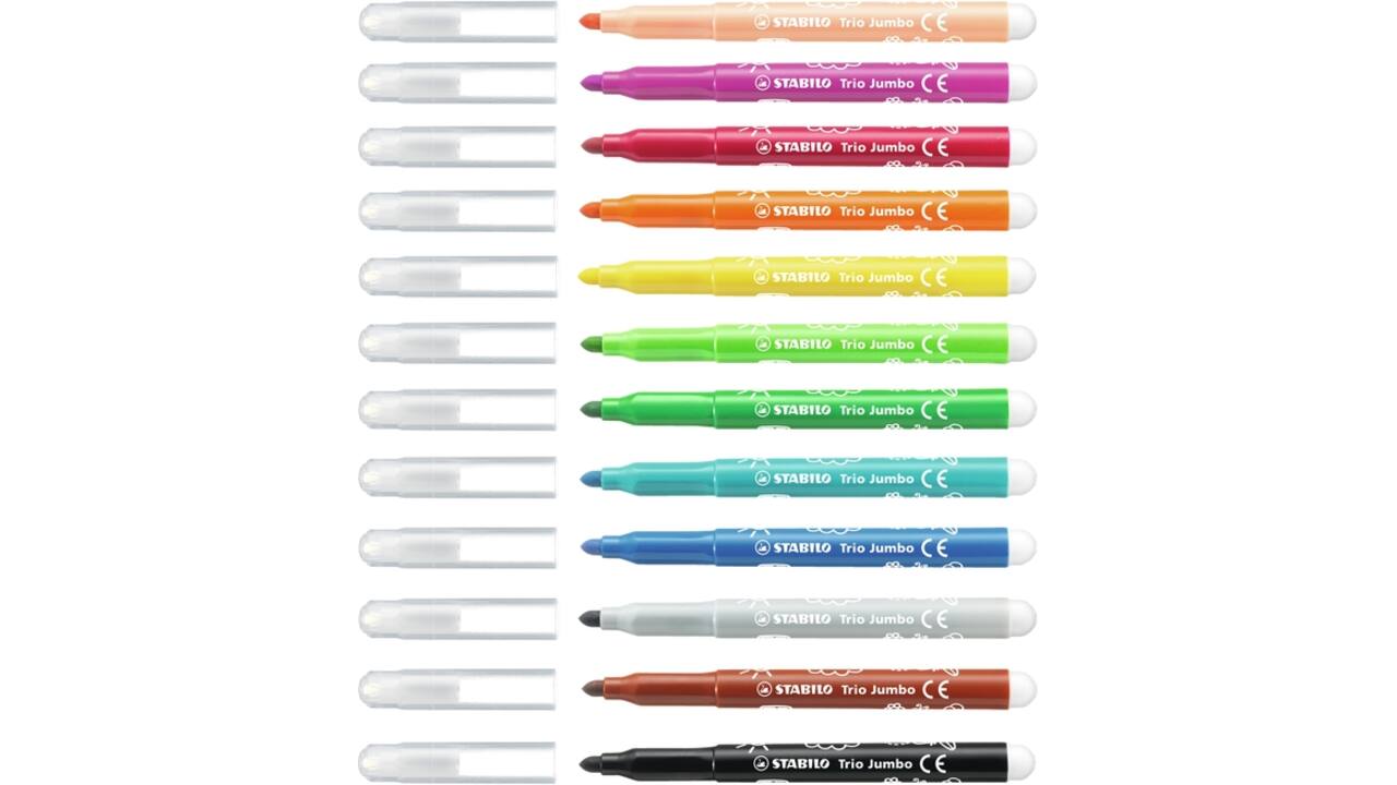 Viltstift STABILO Trio Jumbo 380/12 extra large assorti 12 stuks