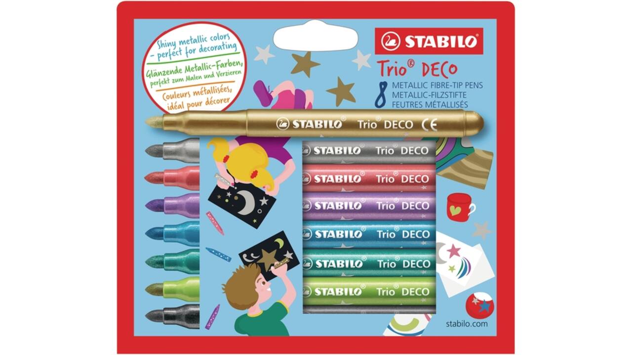 Viltstift STABILO Trio deco metallic assorti etui à 8 stuks