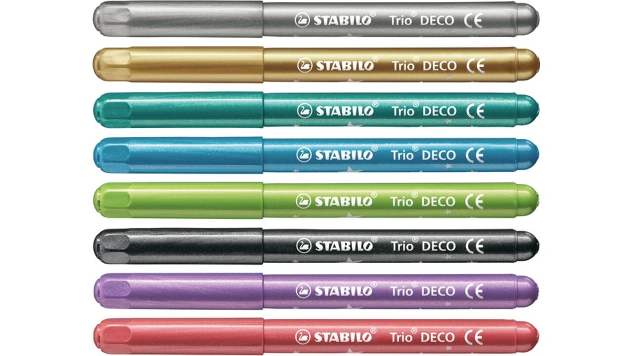 Viltstift STABILO Trio deco metallic assorti etui à 8 stuks