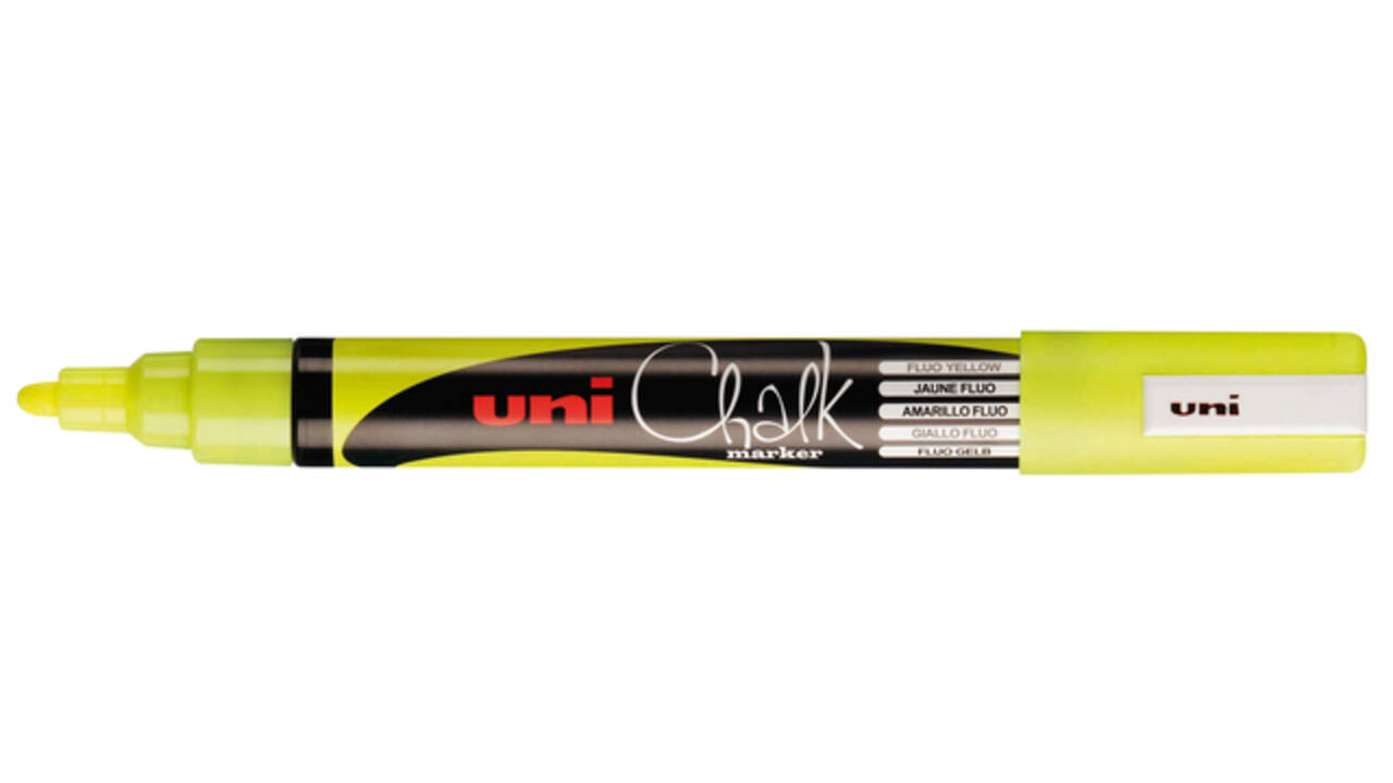 Krijtstift Uni-ball chalk rond 1.8-2.5mm fluor geel