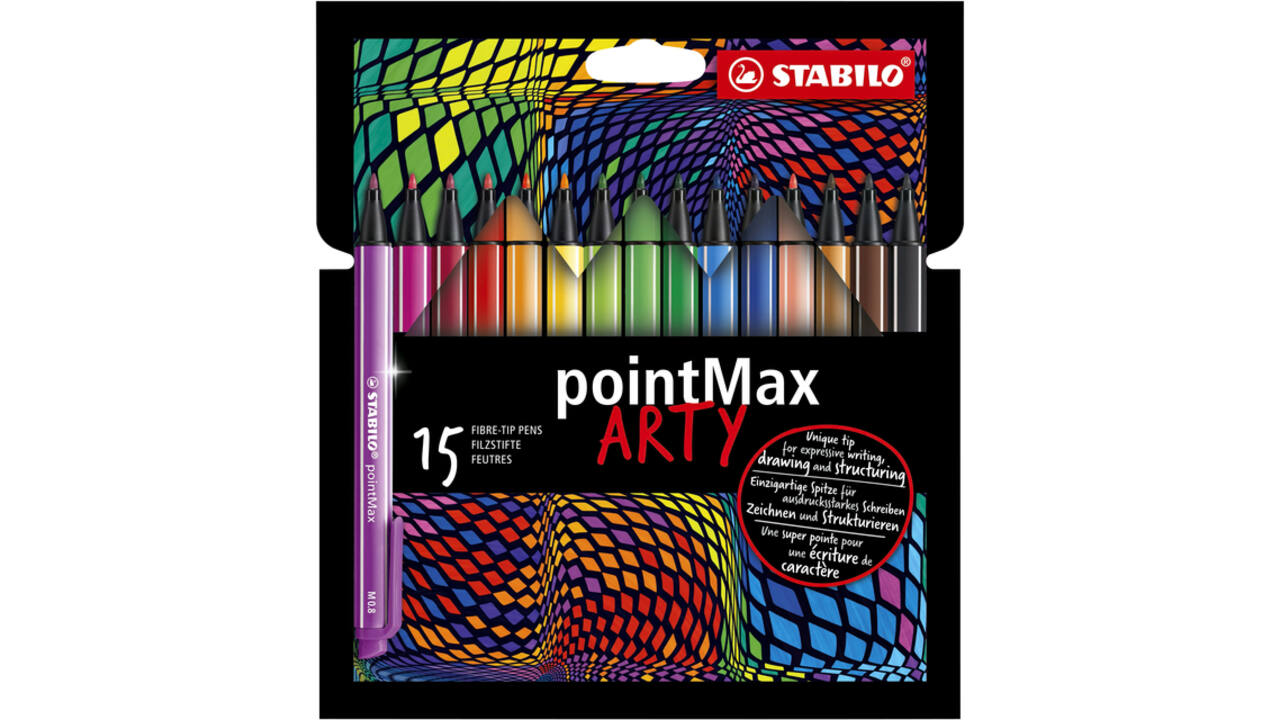 Viltstift STABILO pointMax 488/15 Arty medium assorti etui 15 stuks