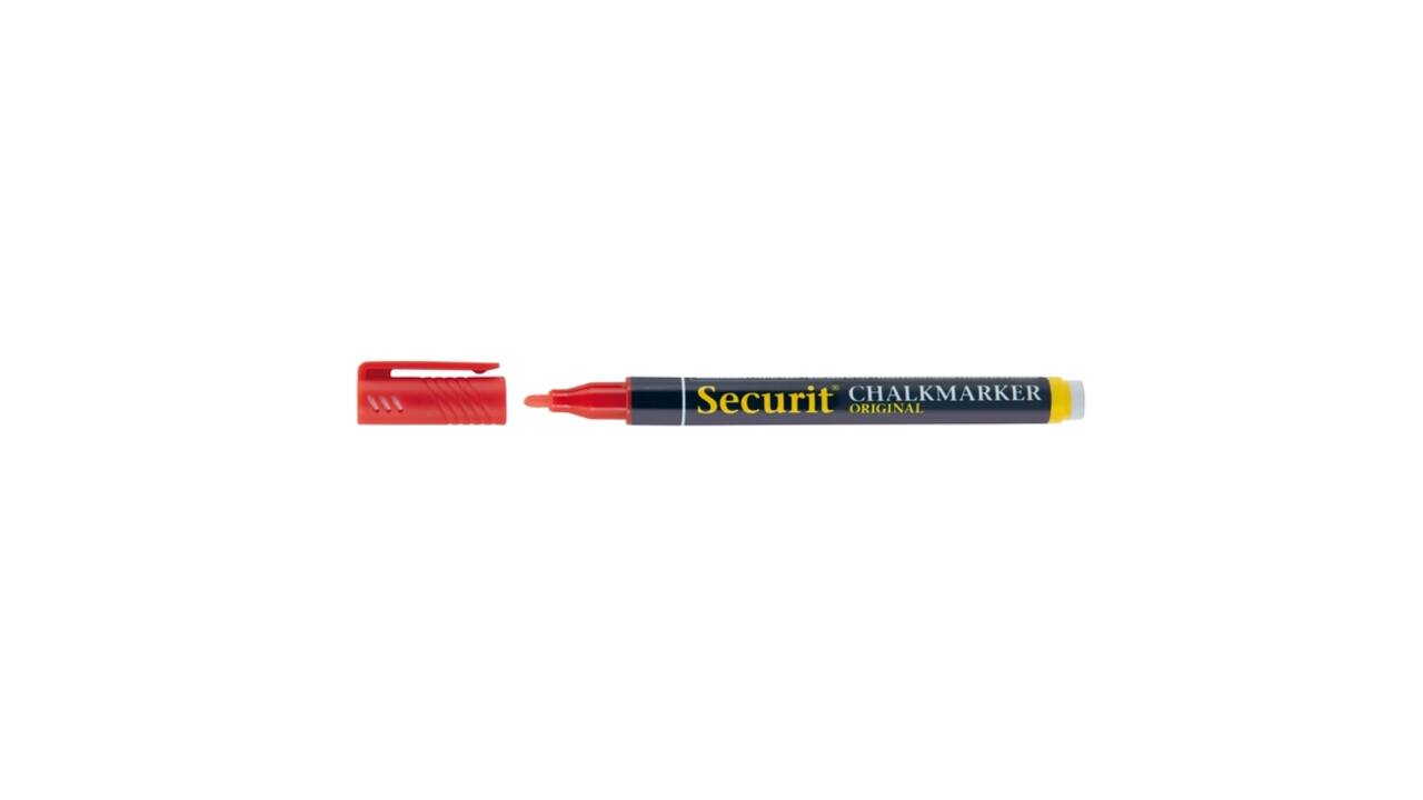 Krijtstift Securit SMA-100 rond 1-2mm wit/blauw/groen/rood blister à 4 stuks
