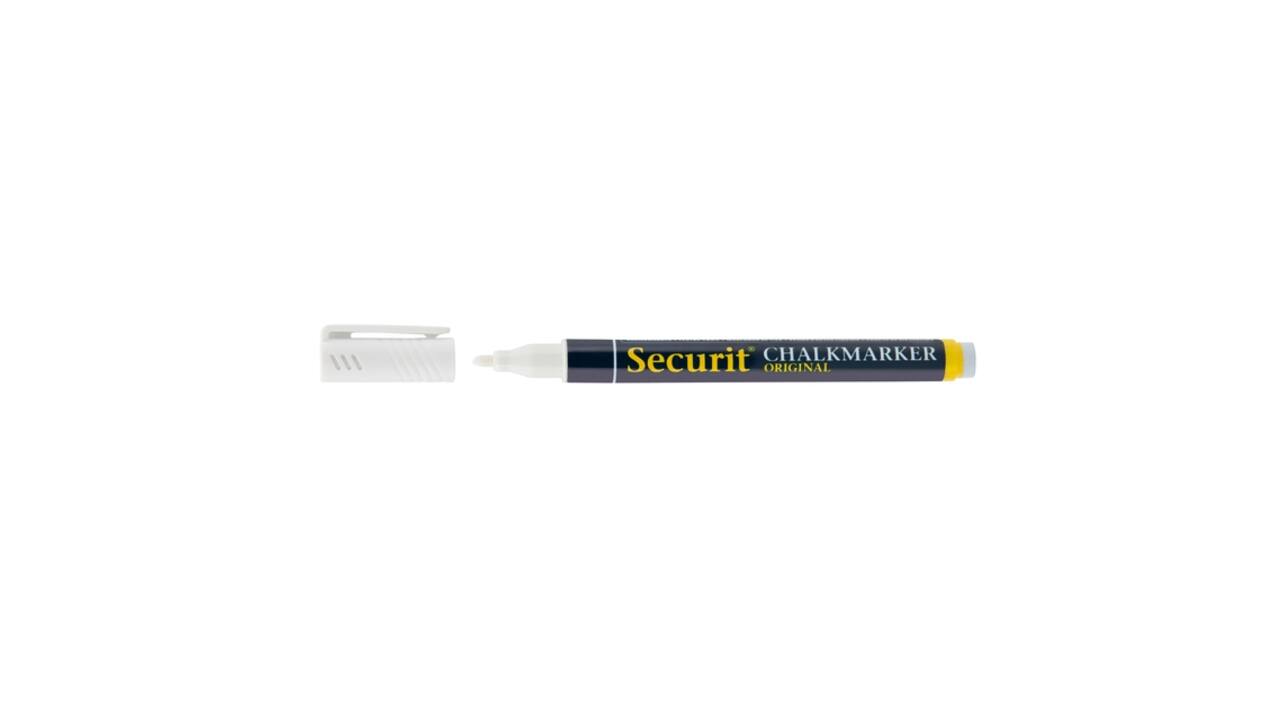 Krijtstift Securit SMA-100 rond 1-2mm wit/blauw/groen/rood blister à 4 stuks