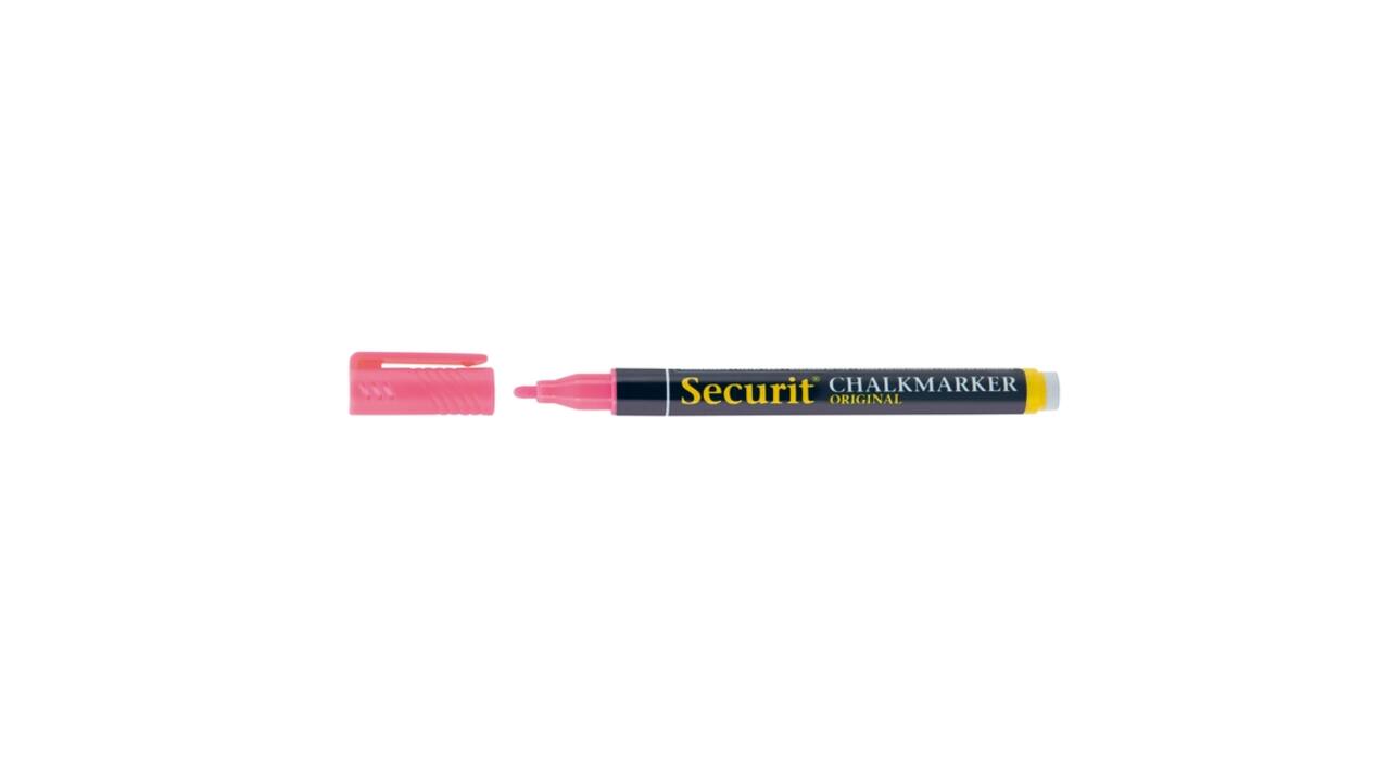 Krijtstift Securit SMA-100 rond 1-2mm geel/oranje/roze/paars blister à 4 stuks