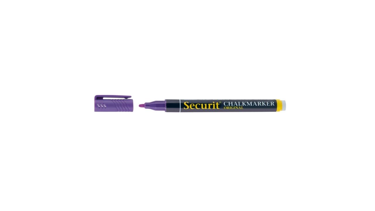 Krijtstift Securit SMA-100 rond 1-2mm geel/oranje/roze/paars blister à 4 stuks
