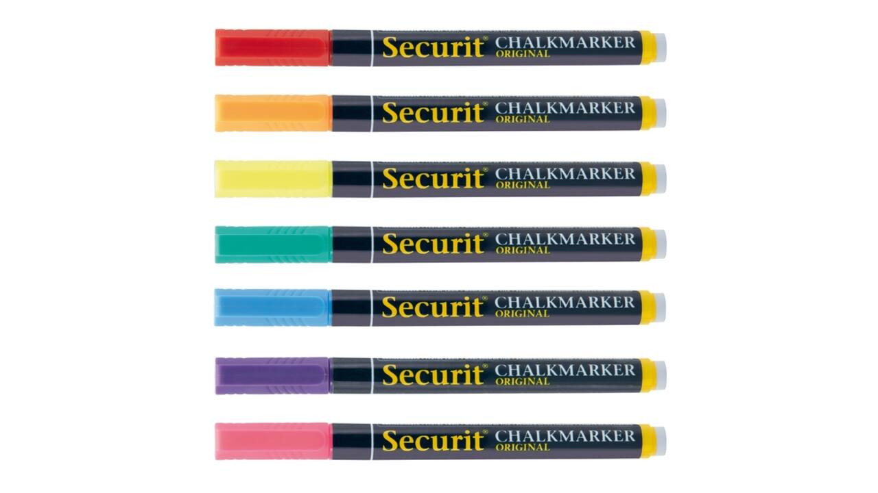 Krijtstift Securit SMA-100 rond ass 1-2mm blister à 7 stuks