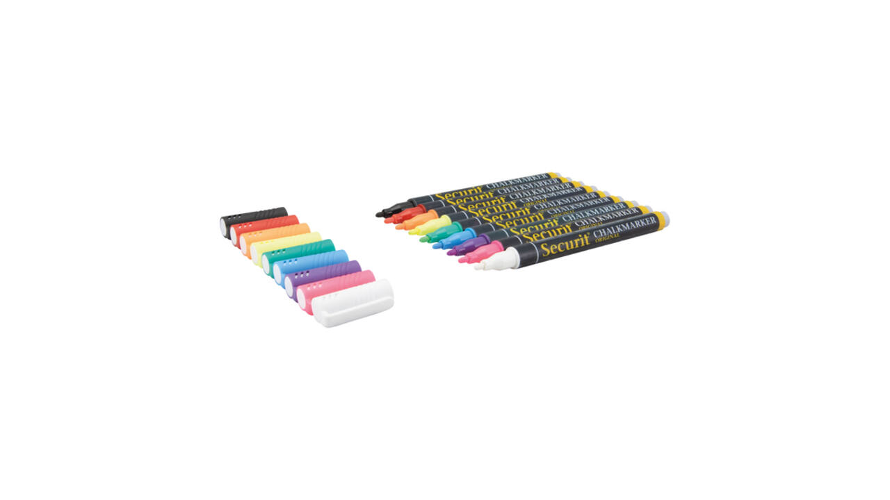 Krijtstift Securit SMA-100 rond ass 1-2mm blister à 7 stuks