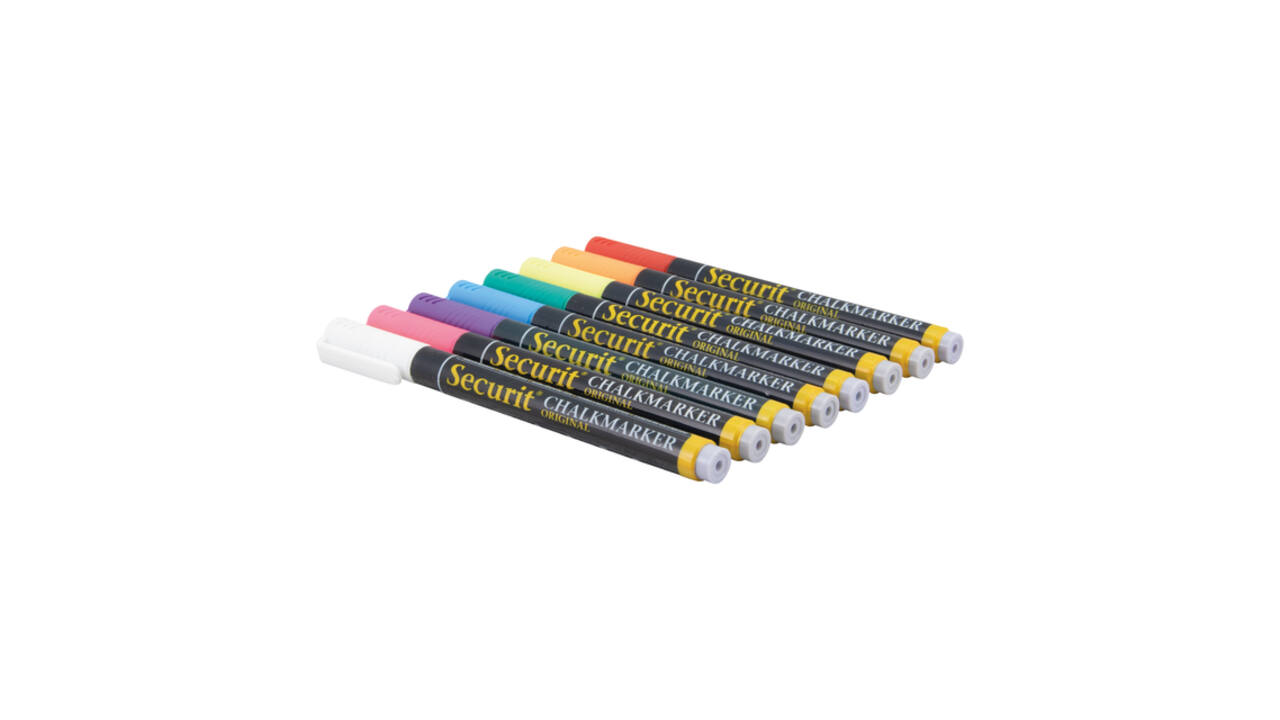 Krijtstift Securit SMA-100 rond ass 1-2mm blister à 7 stuks
