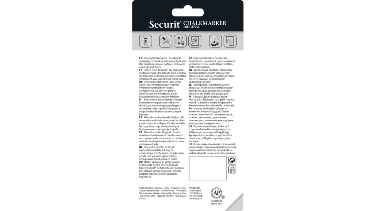 Krijtstift Securit SMA-510 schuin 2-6mm wit blister à 2 stuks