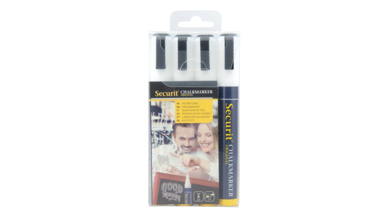Krijtstift Securit SMA-510 schuin wit 2-6mm blister à 4 stuks