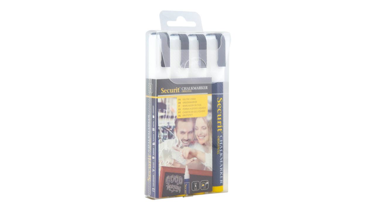 Krijtstift Securit SMA-510 schuin wit 2-6mm blister à 4 stuks