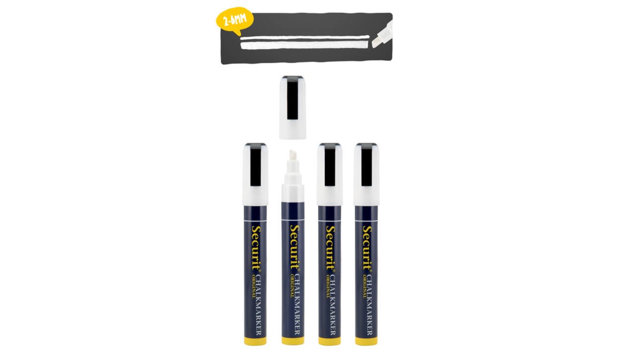 Krijtstift Securit SMA-510 schuin wit 2-6mm blister à 4 stuks