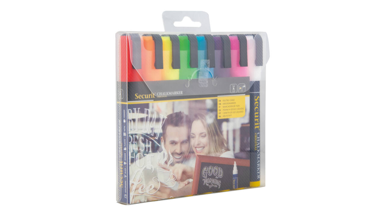 Krijtstift Securit SMA-510 schuin 2-6mm assorti blister à 8 stuks