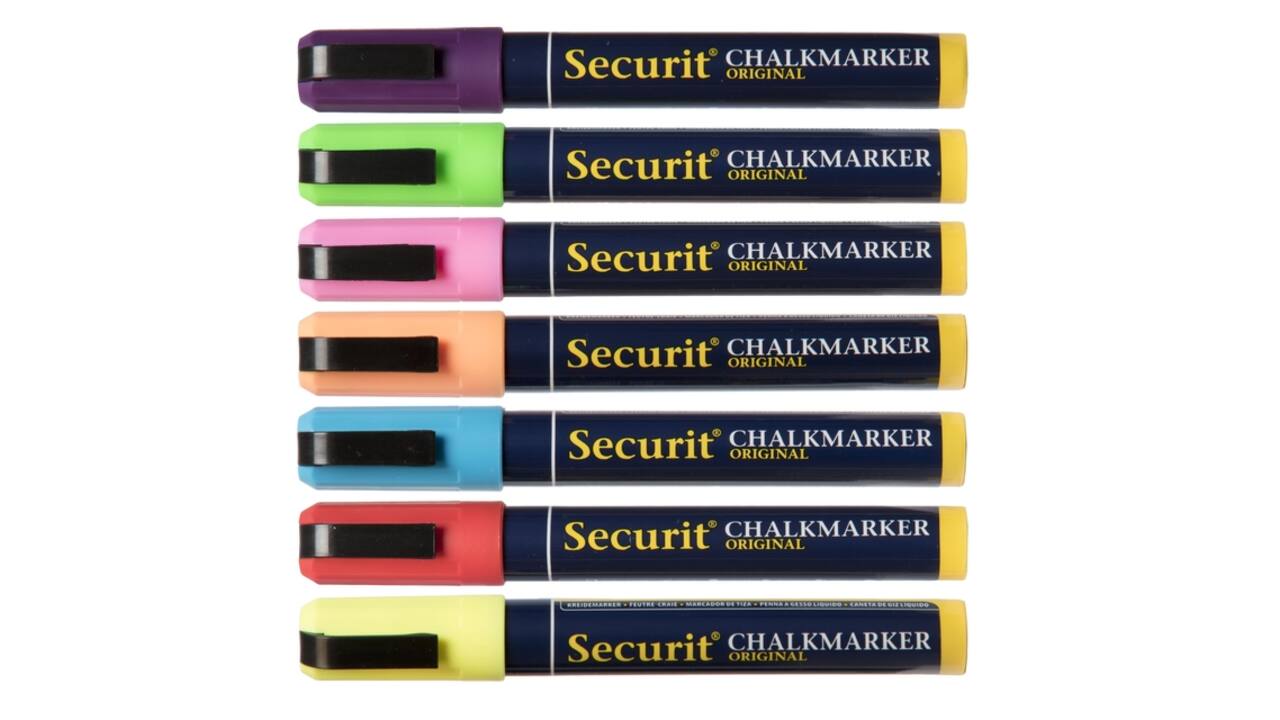 Krijtstift Securit SMA-510 schuin 2-6mm assorti blister à 8 stuks