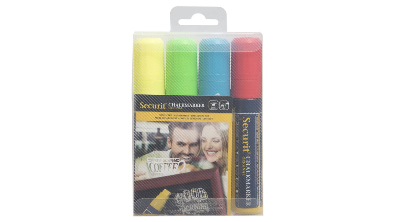 Krijtstift Securit SMA-720 blok ass 7-15mm blister à 4 stuks