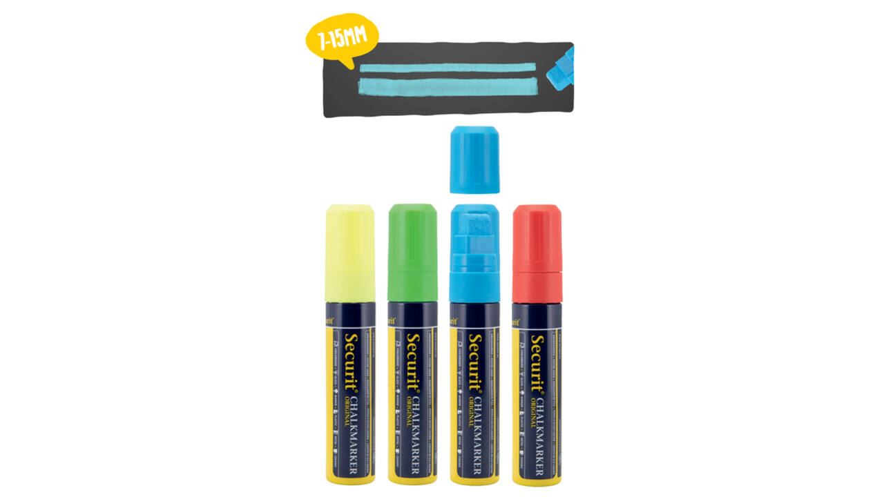Krijtstift Securit SMA-720 blok ass 7-15mm blister à 4 stuks