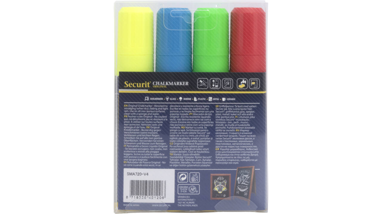 Krijtstift Securit SMA-720 blok ass 7-15mm blister à 4 stuks