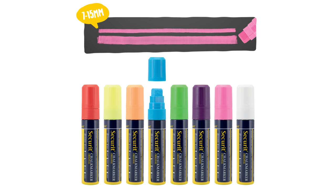 Krijtstift Securit SMA-720 blok ass 7-15mm blister à 8 stuks