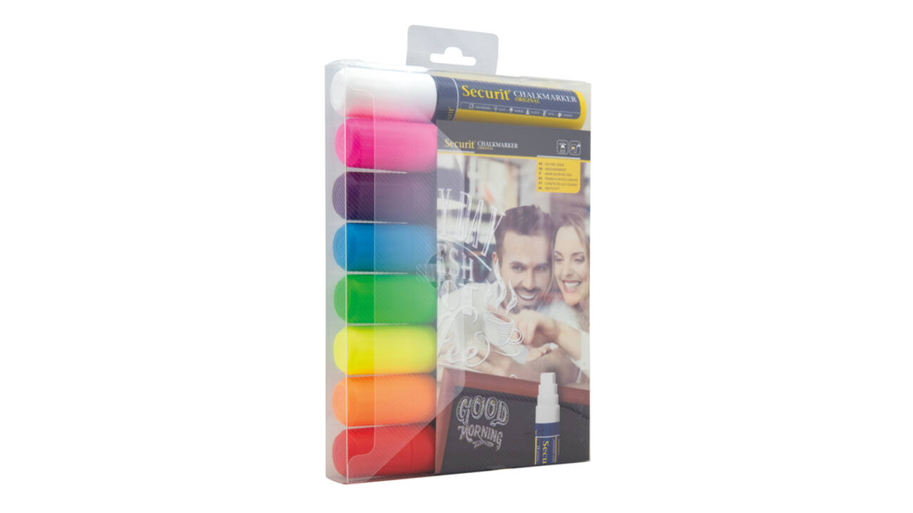 Krijtstift Securit SMA-720 blok ass 7-15mm blister à 8 stuks