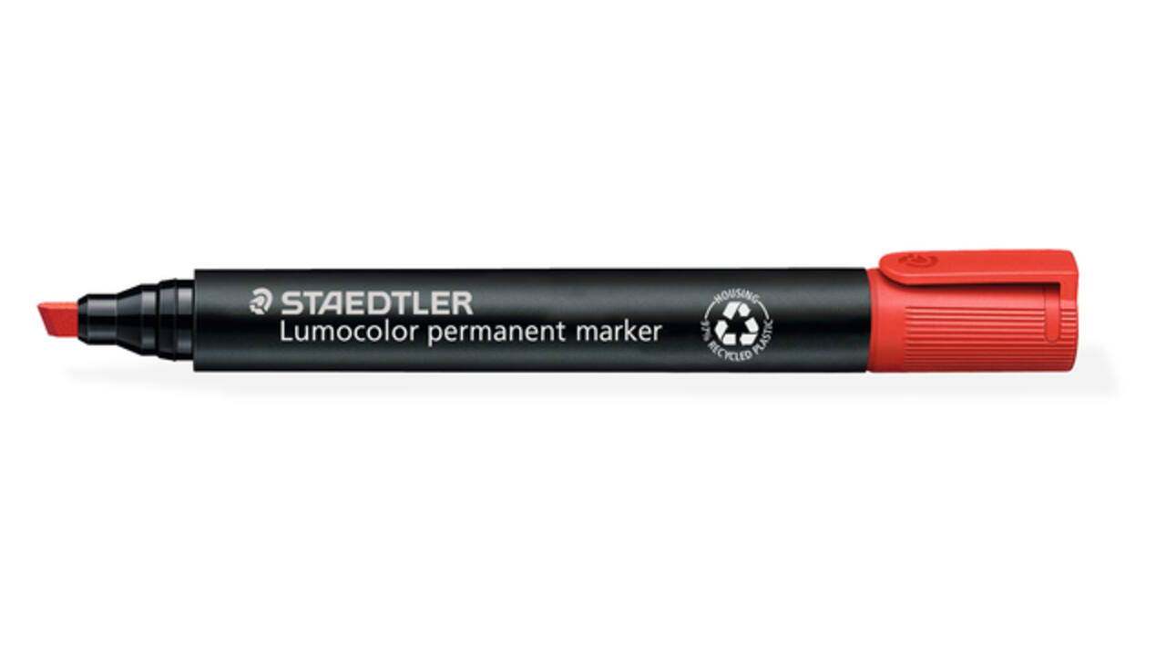 Viltstift Staedtler Lumocolor 350 permanent schuin rood