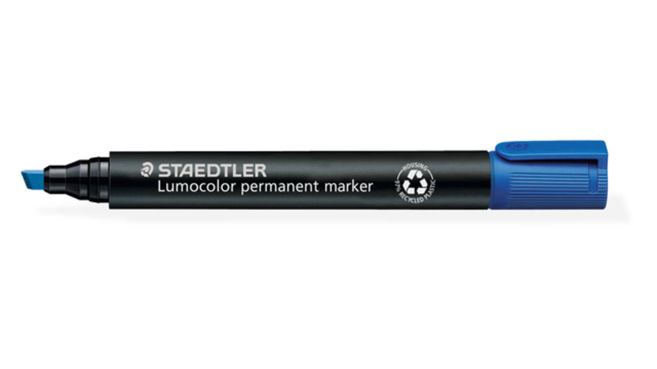 Viltstift Staedtler Lumocolor 350 permanent schuin blauw