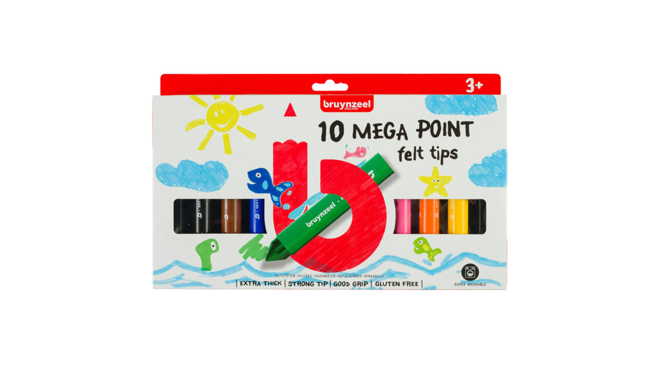 Viltstift Bruynzeel Kids Mega Point assorti 10 stuks