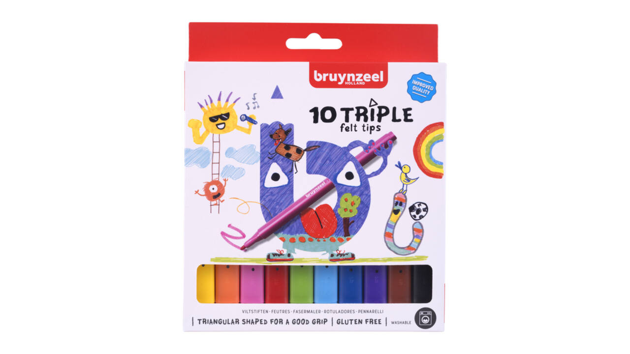 Viltstift Bruynzeel Kids Triple assorti 10 stuks