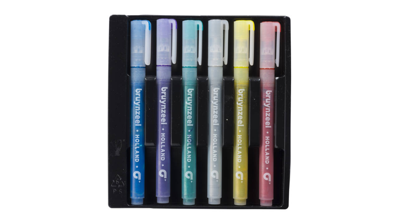 Viltstift Bruynzeel Kids assorti glitter 6 stuks