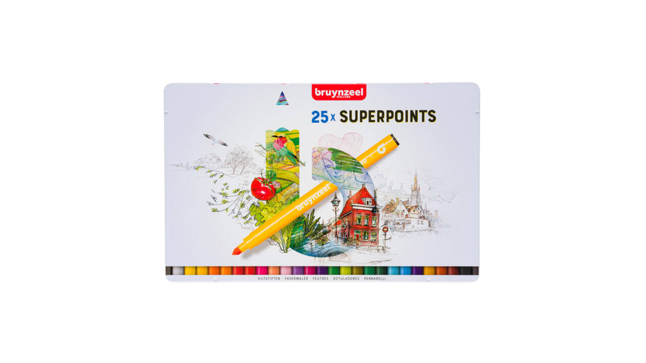 Viltstift Bruynzeel Creatives Superpoints assorti blik à 25 stuks