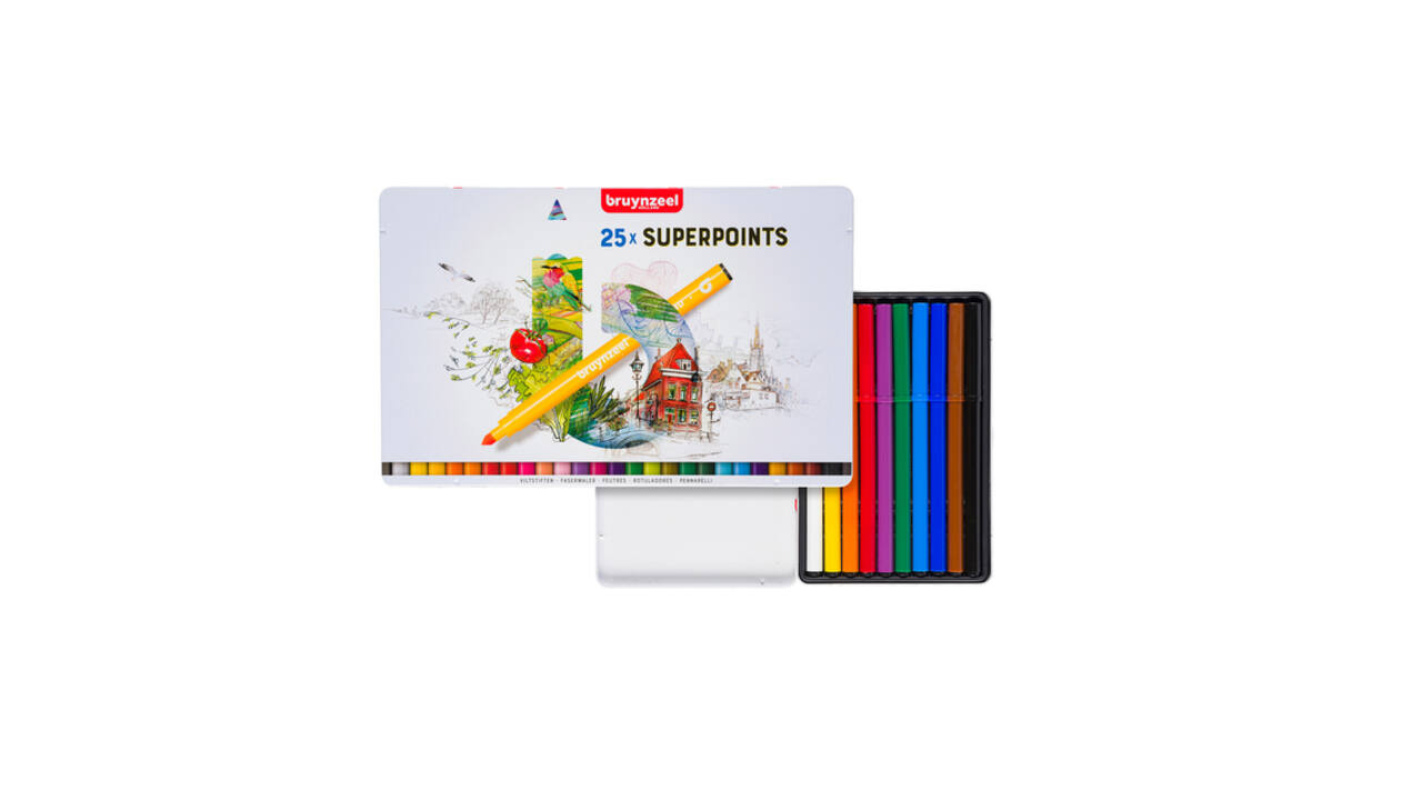 Viltstift Bruynzeel Creatives Superpoints assorti blik à 25 stuks