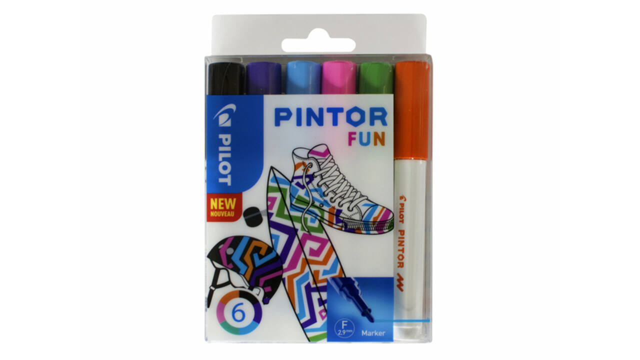 Verfstift Pilot Pintor fun fijn assorti etui à 6 stuks