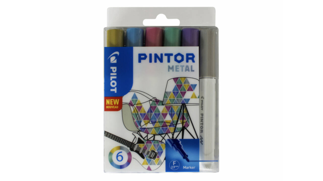 Verfstift Pilot Pintor metallic fijn assorti etui à 6 stuks