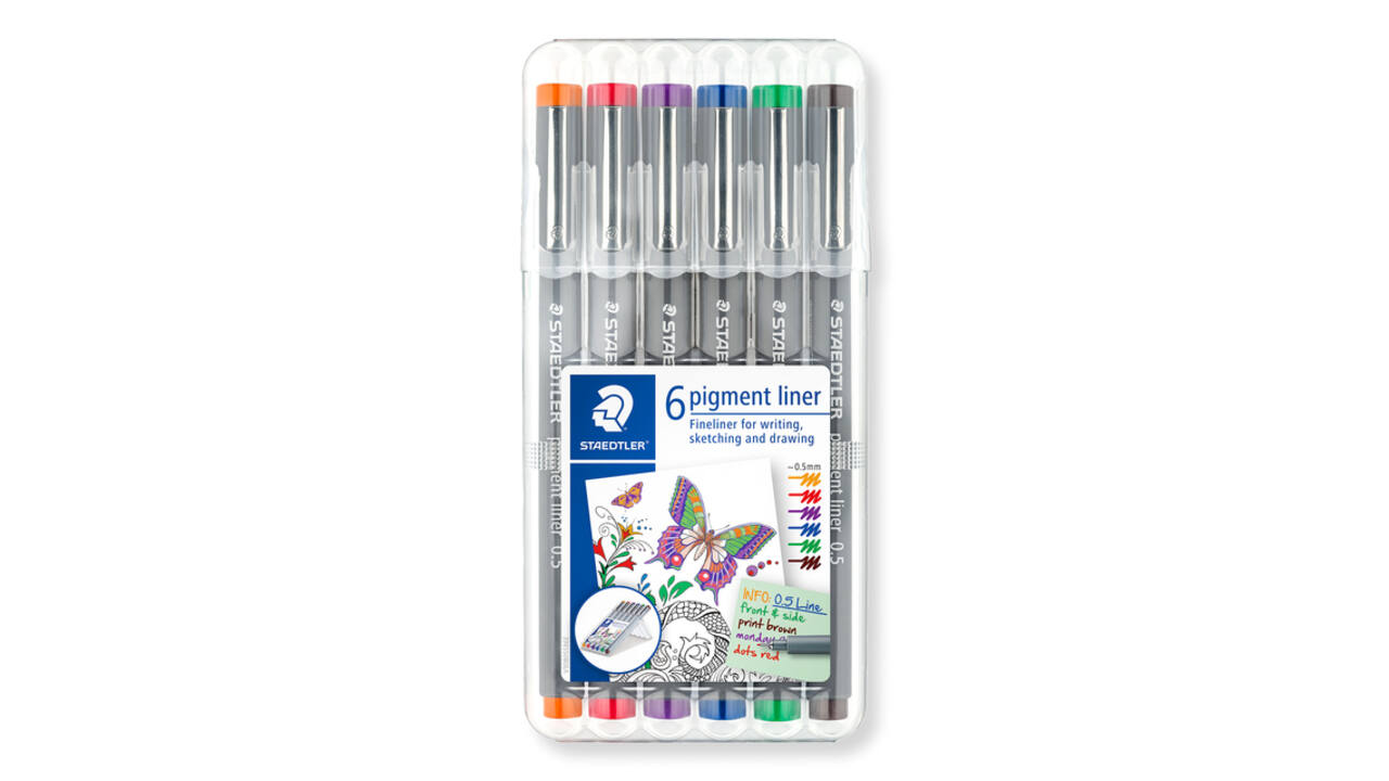 Fineliner Staedtler Pigment 308 assorti 0.5mm set à 6st assorti